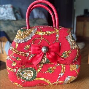 Elegant Red Patterned Handbag